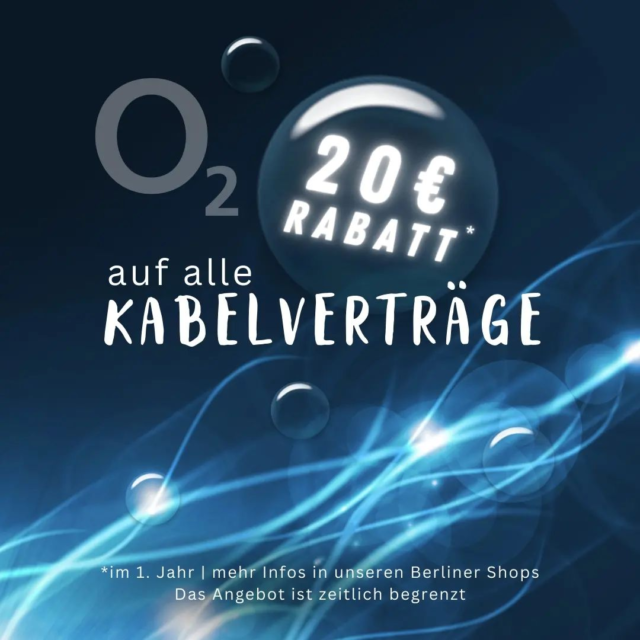 ❤️‍🔥🪼 Top Deal

Wir haben wieder ein Angebot für euch
Mit 20€ Rabatt spart ihr im 1. Jahr auf alle
Kabelverträge bei uns.
Klingt das interessant für dich?

Dann schau doch in einem unserer 4 Stores in Berlin
vorbei und schließ den Deal gleich ab.

🪼Otto-Schmirgal-Str. 7
10319 Berlin

🪼Boxhagener Str. 60
10245 Berlin

🪼Greifswalder Str. 197
10405 Berlin

🪼Invalidenstraße 35
10115 Berlin